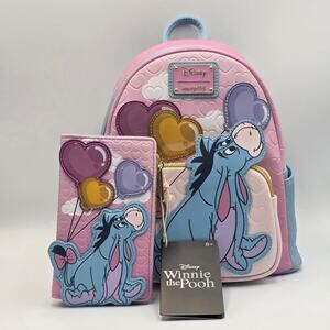 Loungefly Disney Winnie the Pooh Eeyore Balloons Mini Backpack Set New